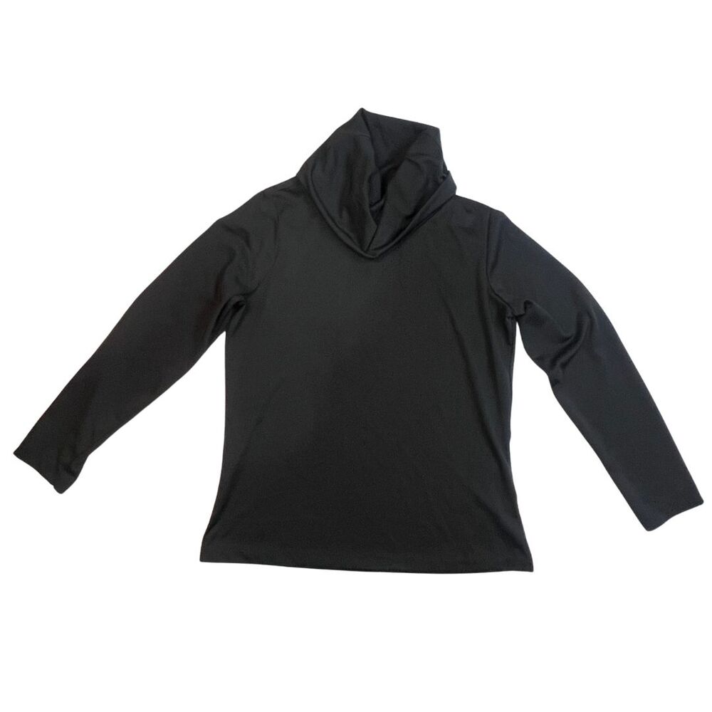 Vintage Land & Sea Turtleneck Womens Large Black Academia Cowl Neck Basic Shirt